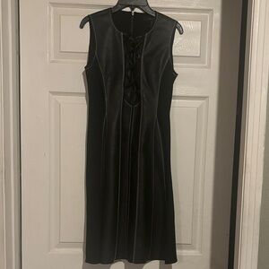 BCBGMaxAzria Black Lace-Up Midi Dress